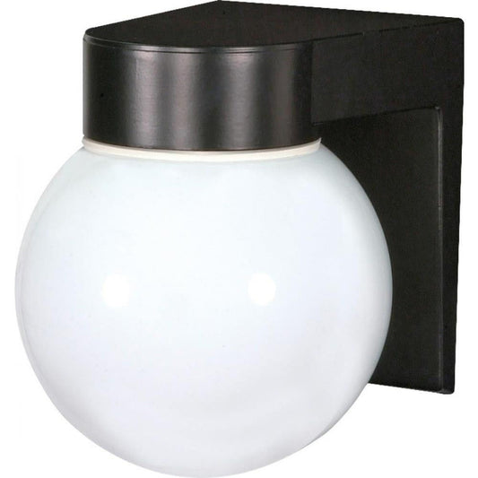 Rynx | Nuvo Lighting Sf77/140 Tool Fixture Die-Cast Aluminum Durable Outdoor Wall-Mounted Veranda and Patio Lamp with White Glass Globe, Black