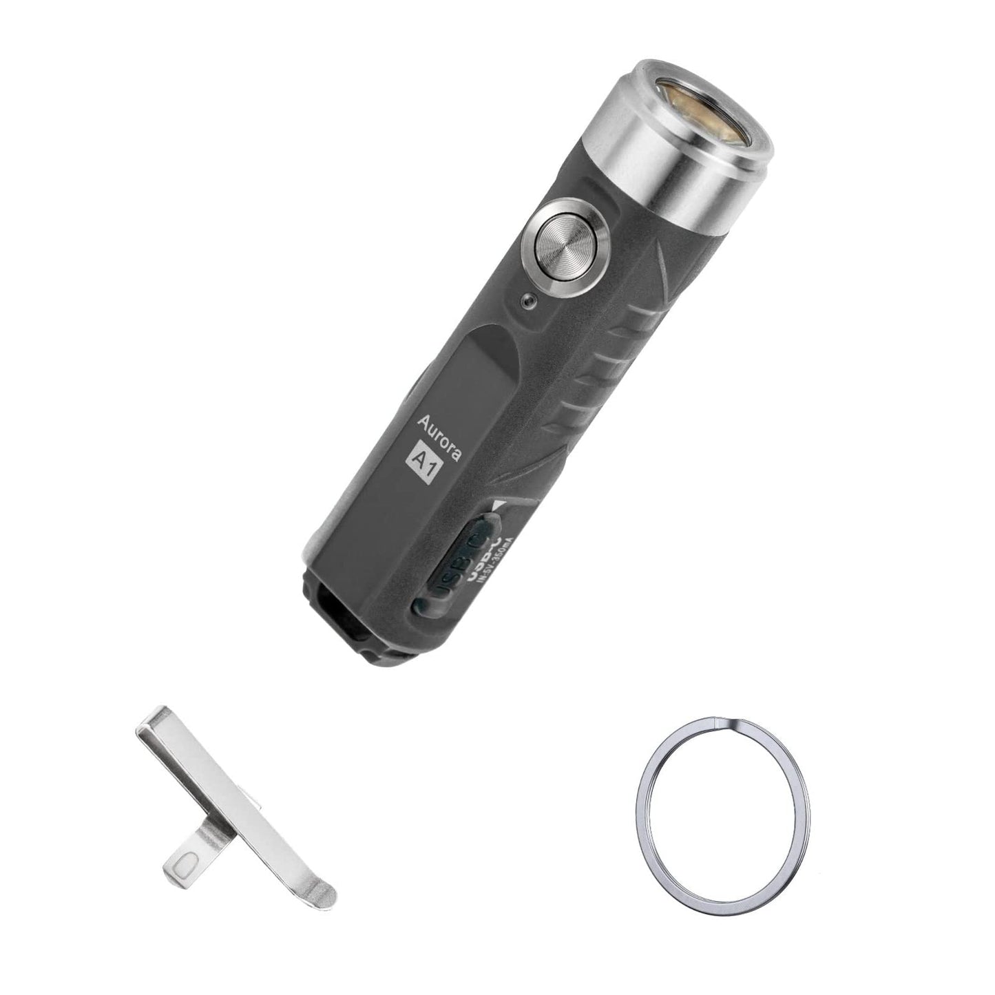 Rynx | Rovyvon Aurora A1 Led Keychain Flashlight, 650 Lumen, Usb-C Rechargeable, Gray