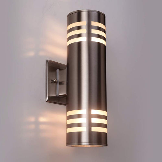 Rynx | Cnengsthy Outdoor Wall Lamp - Waterproof Cylinder Light, Silver 13" For Garden & Terrace
