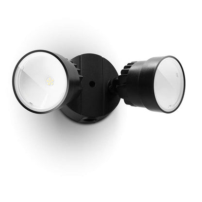 Rynx | Lutec 2000 Lumen Led Dual-Head Floodlight, Waterproof Outdoor Security Light - Black