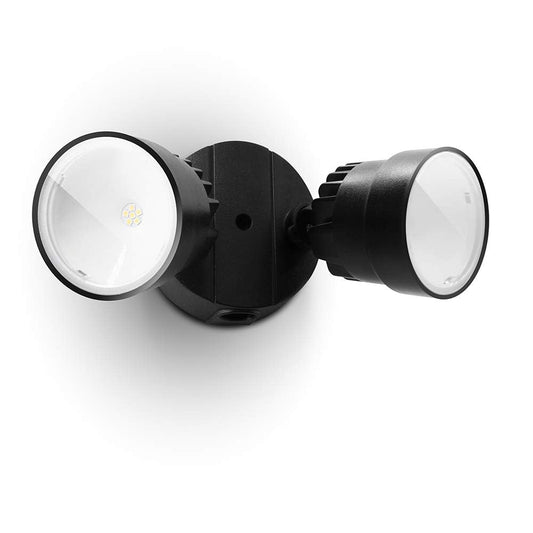 Rynx | Lutec 2000 Lumen Led Dual-Head Floodlight, Waterproof Outdoor Security Light - Black