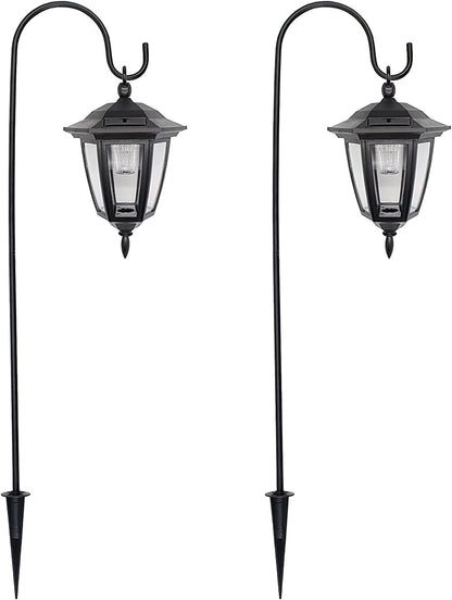 Rynx | Maggift 34" Solar Hanging Light, Warm White LED Garden Lantern with 2 Shepherd Hooks, 2 Pack