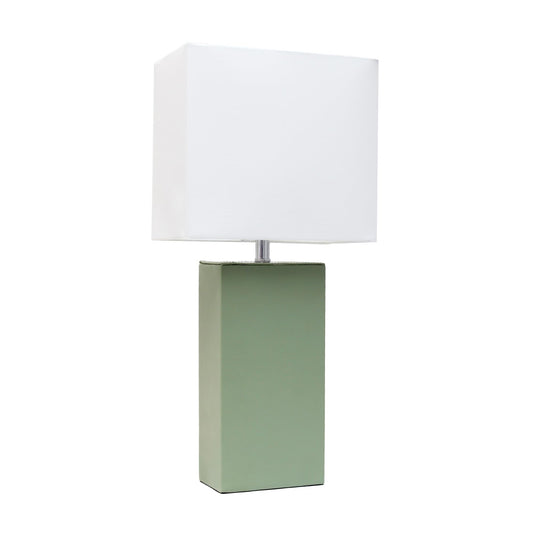 Rynx | All The Rages Lexington 21" Engineer Wood & Leather Table Lamp In Sage Green