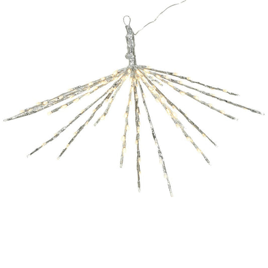 Rynx | Vickerman 160Lt Warm White 24" Silver Twinkle Starburst, 20 Twinkle Light Bulbs, Uses Ul 24Volt Outdoor Adapter With 10' Cord
