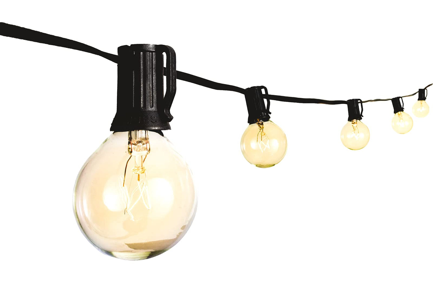 Rynx | Sfeg G40 Light Sources - 5W Warm Incandescent Bulb Shatterproof Glass Bulbs, 18-Gauge Wire - Dimmable Globe Light Sources For Backyard, Patio, Veranda, Garden - Decorative Outdoor Hanging Lights - 25Ft