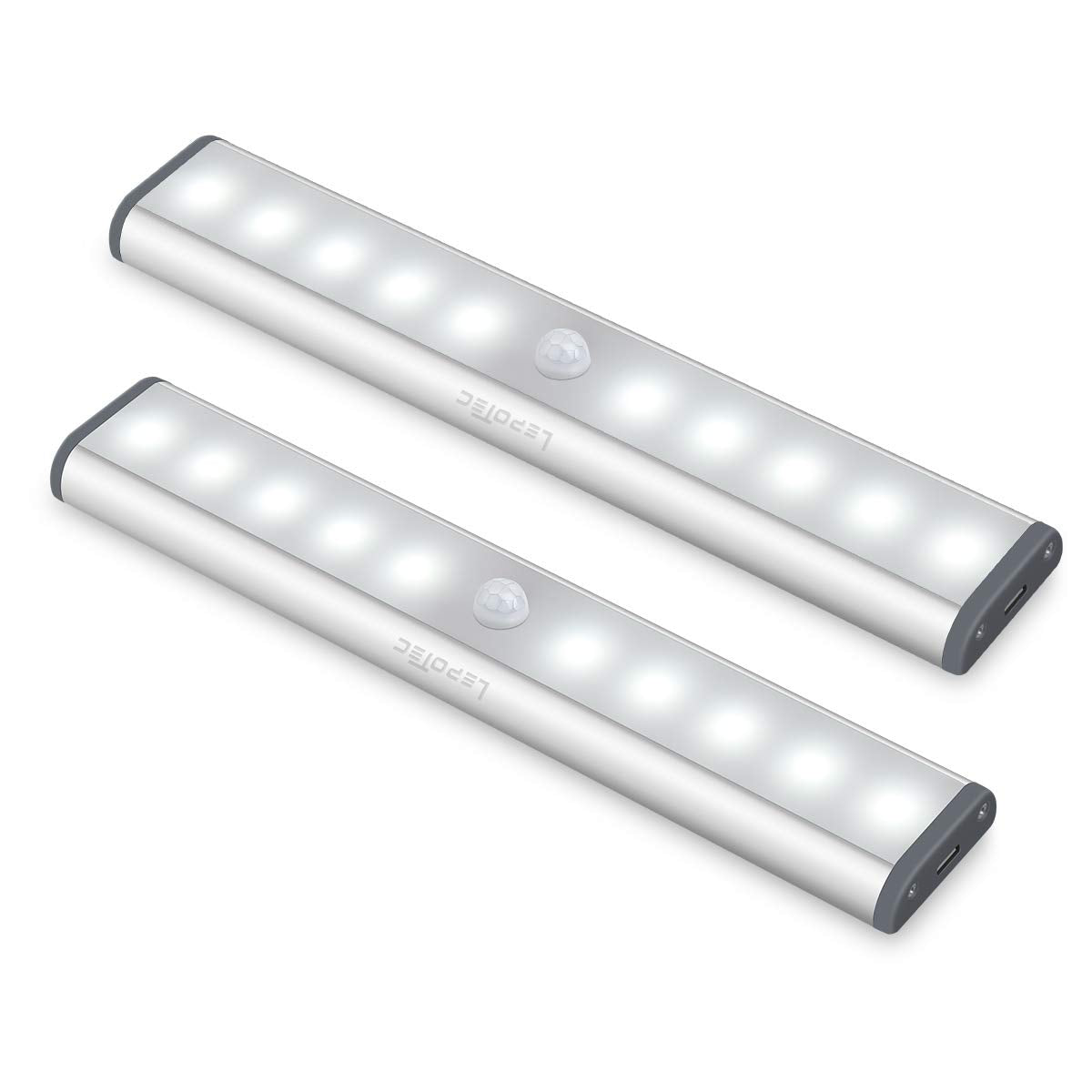 Rynx | Lepotec Wireless Motion Sensor Cabinet Light, 10-LED USB Rechargeable, 2 Pack, White Light