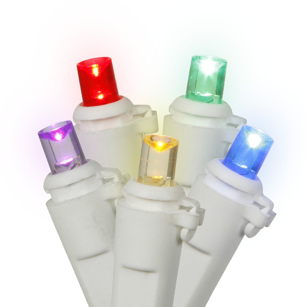 Rynx | Vickerman 50 Light Multi-Colored Wide Angle LED Light Set On White Wire