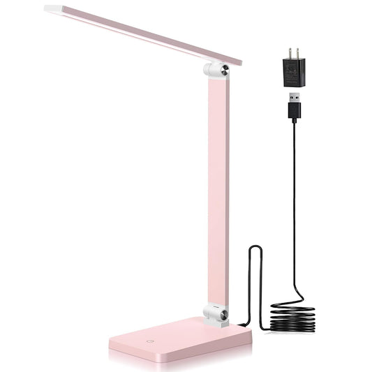 Rynx | LED Desk Lamp for Home Office, 3 Levels Dimmable Reading Desk Light with USB Charging Port, Desk Accessories Touch Control Table