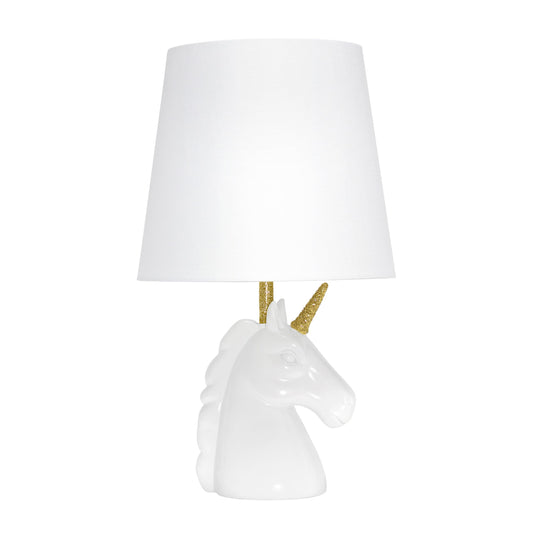 Rynx | Simple design Lt1078-Gld Shimmering glitter unicorn table lamp for children's room, children's room, living room, bedroom, playroom, hallway, gold glitter, matt white