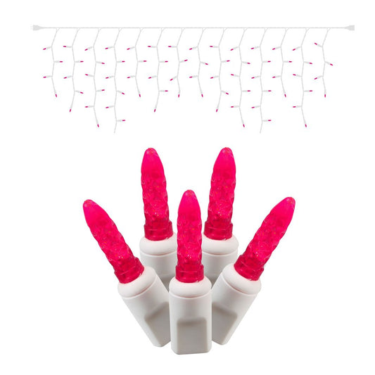 Rynx | Vickerman Light Set Features 70 Led Light Sources On White Wire With 3.5" Bulb Spacing & 8" Draping Spacing, 9', Magenta