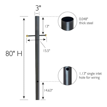 Rynx | Design House Bronze Outdoor Lamp Post, 80-Inch Traditional Style For Driveways & Porches