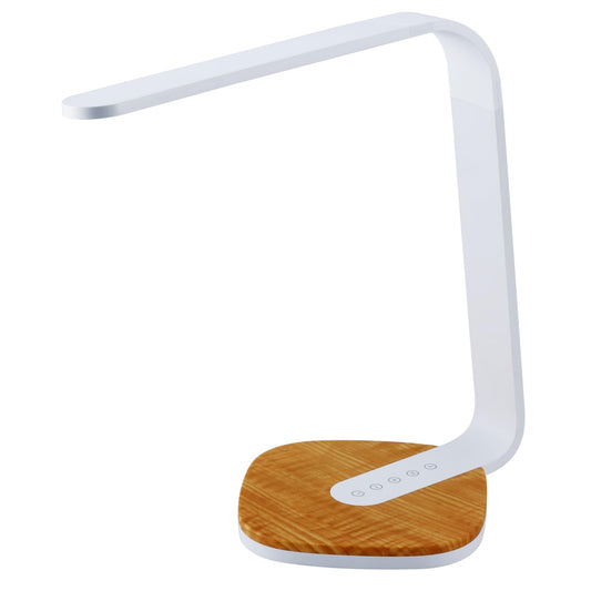 Rynx | Black+Decker Led Dimmable Desk Lamp With Wood Structured Base, 3 Dimming Levels, Usb Ports, 7W, White (Vled1818-Bd)