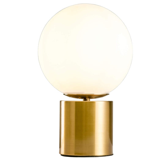 Rynx | Sottae 11 Inch Modern Gold Globe Table Lamp, Vintage Mid Century Round Table Lamp With White Glass Shade Metal Base For Bedroom Nightstand Lamp Living Room End Table