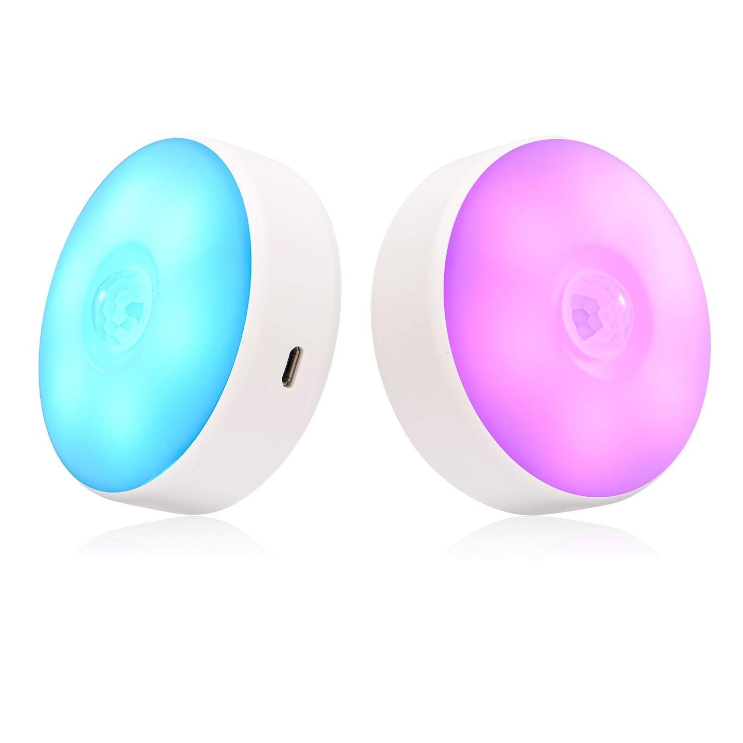 Rynx | Singhong Motion Sensor LED Night Light, USB Rechargeable, 8 Colors, 3 Modes, 2 Pack, White