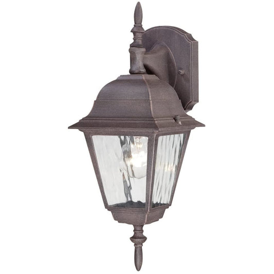 Rynx | Westinghouse Rust Patina 6785100 One-lamp Outdoor Wall Lamp, Textured Finish On Cast Aluminum With Clear Water Glass Panels, No Size