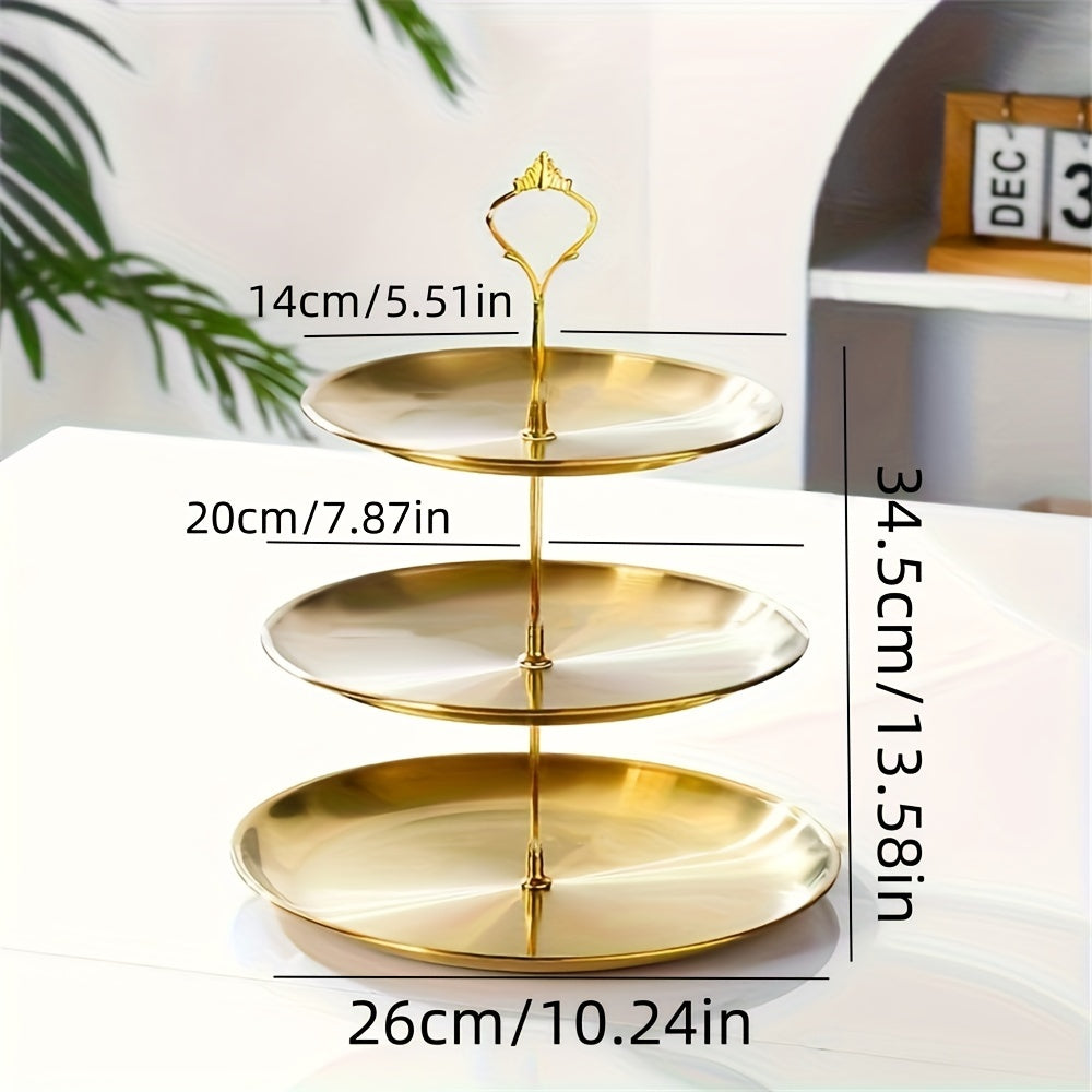 Rynx | SteelTower - 3-layer stainless steel cake stand | Serving platter for desserts and fruits