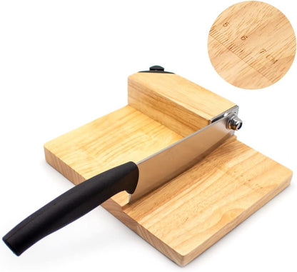 Rynx | Manual Guillotine Beef Jerky Cutter – Stainless Steel Cutting Knife with Oak Board, Bread & Meat Knife Standard title
