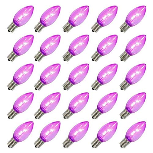 Rynx | Vickerman C9 Transparent Plastic LED Purple Dimmable Light Bulb, E17 Nickel Base, 25 Per Pack