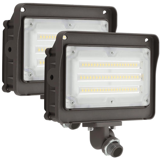 Rynx | Dakason (2 Pack) 50W Led Floodlight, Dusk-to-Dawn Photocell, 180° Adjustable Arm, Replace 150-200W Hps/Mh, Ip65 Waterproof Outdoor Security Lighting, 100-277Vac 5000K 6000Lm, Etl Listed