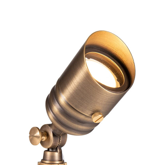Rynx | Volt Fat Boy 12V Brass Outdoor Mini Spotlight (Bronze) With 5W 2700K Mr16 Led Light Bulb & Tray Support