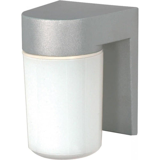 Rynx | Nuvo Lighting Sf77/136 Utility Fixture Die-Cast Aluminium Durable Outdoor Wall-Mounted Porch and Patio Light With White Glass Cylinder, Satin Aluminium
