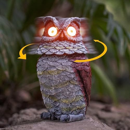 Rynx | Jy.Cozy Solar Owl Decoy Statue - Glowing Eyes Resin Outdoor Decor For Garden, Veranda, Lawn
