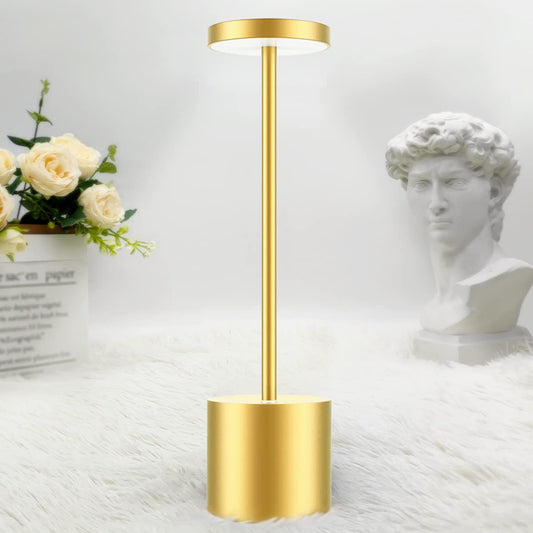 Rynx | Hapfish Wireless LED Desk Lamp, 5000Mah Rechargeable Battery Powered Desk Lamps, 3 Color Modes, Dimmable, Wireless Small Lights For Bedroom/Outdoor/Restaurant/Office (Gold)