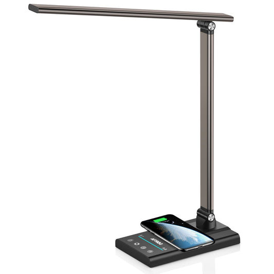 Rynx | Afrog 5th generation multifunctional LED desk lamp with 10W fast wireless charger, USB charging port, 1800Lux super bright, 5 light modes, 7 brightness levels, touch control, automatic timer, 15W office desk lamp