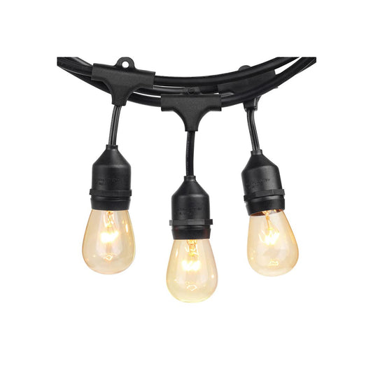 Rynx | Sunthin 48Ft Outdoor String Lights, 15 Dimmable Edison Bulbs, Vintage Black Wire For Patio, Garden