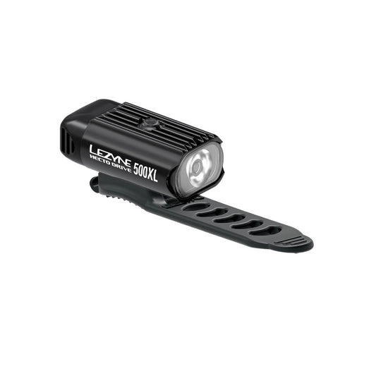 Rynx | Lezyne Hecto Drive 500Xl Front Bicycle Rechargeable Ipx7 White Led Road Mountain Gravel Bike Light With Multiple Steady & Flash Modes | Integrated Versatile Mounting Strap, 500 Lumen, Glossy Black