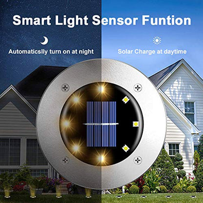 Rynx | Aogist 8 Pack Sunlight, Warm White Led Garden Disk Lights For Outdoor Path
