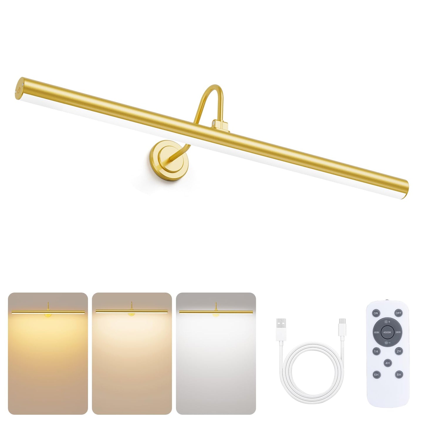 Rynx | Bridika Picture Lighting For Wall Battery Powered, 23.6 Inch Picture Lighting With Remote Control, 3 Color Modes And Dimmable Classic Art Light