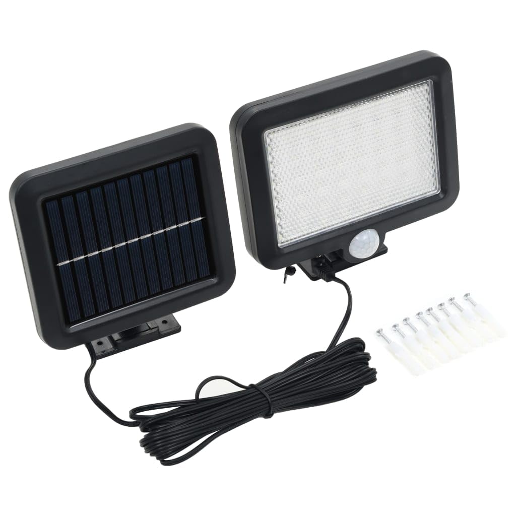 Rynx | Vidaxl Solar-Powered Outdoor Lamp With Motion Sensor, Weather-Resistant ABS Material, High-Performance 56 LED Lights - Black