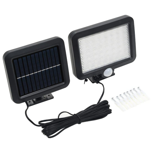 Rynx | Vidaxl Solar-Powered Outdoor Lamp With Motion Sensor, Weather-Resistant ABS Material, High-Performance 56 LED Lights - Black