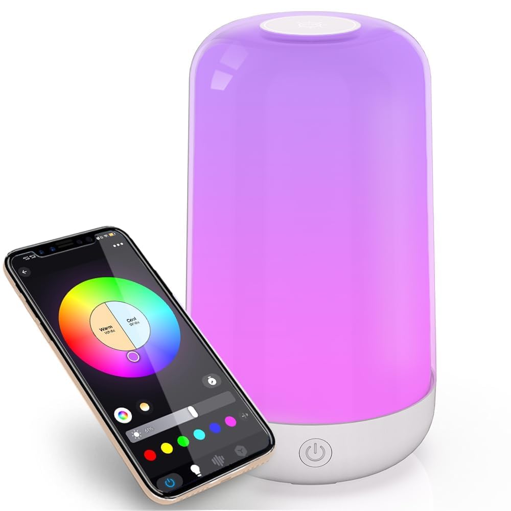 Rynx | Yhw Smart Touch Rgb Table Lamp, Dimmable Rechargeable Led Nightstand Lamp For Bedroom & Children's Room