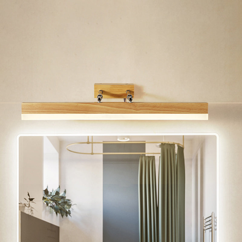 Rynx | Linear Vanity Light Contemporary Wood Led Beige Wall Mounted Vanity Lamp in White/Warm Light, 16"/23.5"/31.5" Wide