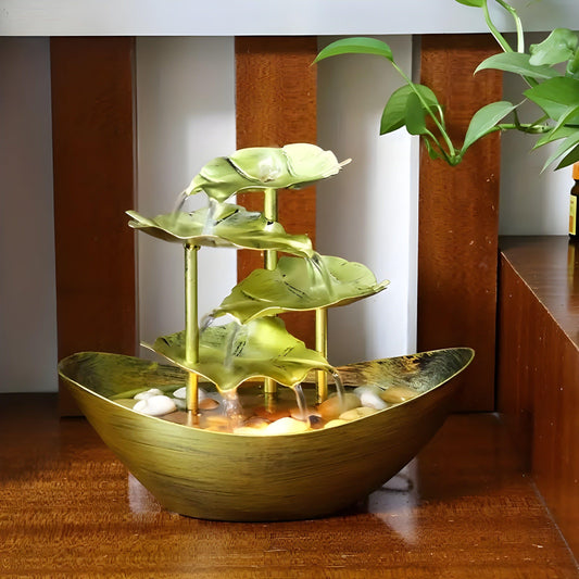 Rynx | Aquaura - Table Fountain with LED lights made of soothing leaves