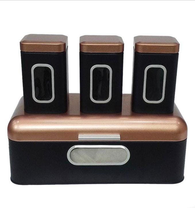 Rynx | Bread Box Steel Design with 3-piece Matching Container Set