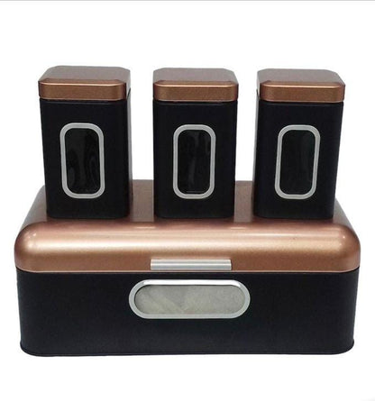 Rynx | Bread Box Steel Design with 3-piece Matching Container Set