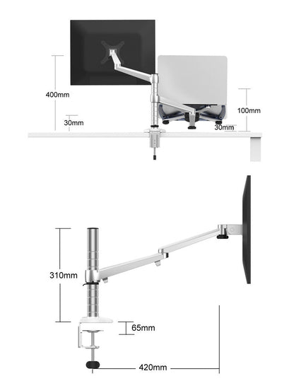 Rynx | Adjustable Dual Monitor Arm with Laptop/Notebook Holder