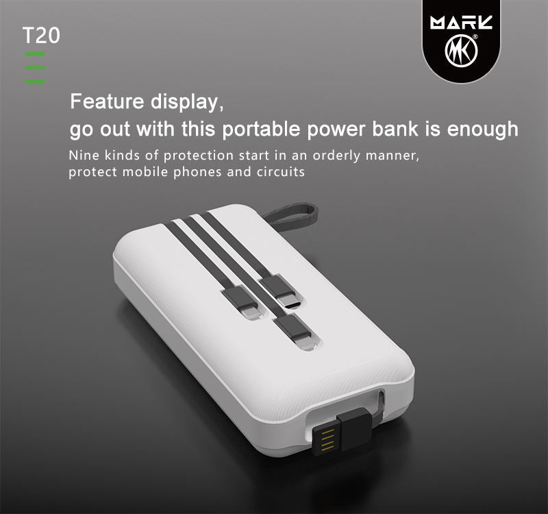 Rynx | 20000mAh Powerbank with four cable types