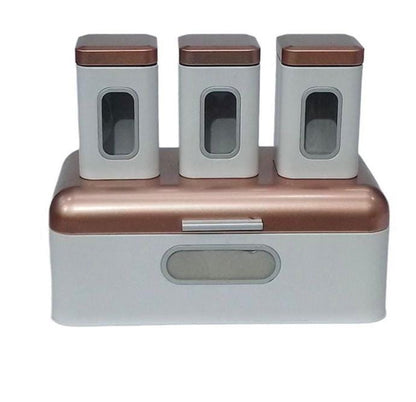 Rynx | Bread Box Steel Design with 3-piece Matching Container Set