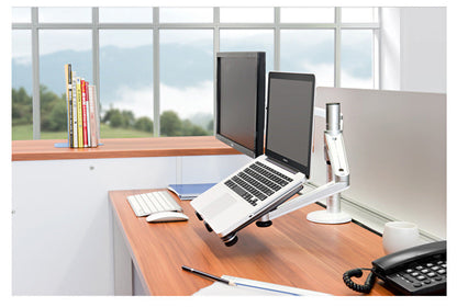 Rynx | Adjustable Dual Monitor Arm with Laptop/Notebook Holder