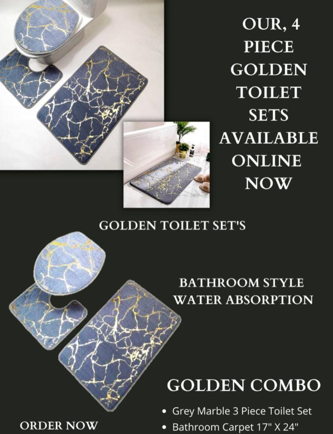 Rynx | Golden Marble Toilet Set Combo