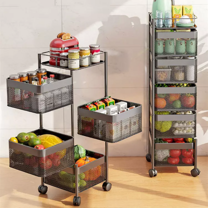 Rynx | Multifunctional square rotating storage rack made of metal