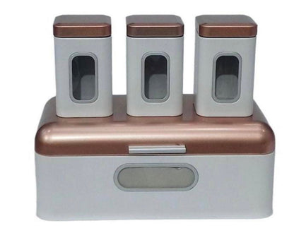 Rynx | Bread Box Steel Design with 3-piece Matching Container Set