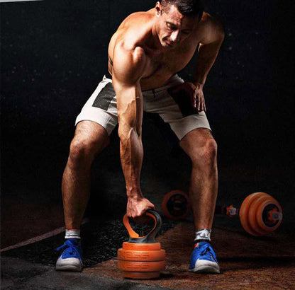 Rynx | DB-2306 Weightlifting set with barbell, dumbbells, and kettlebells