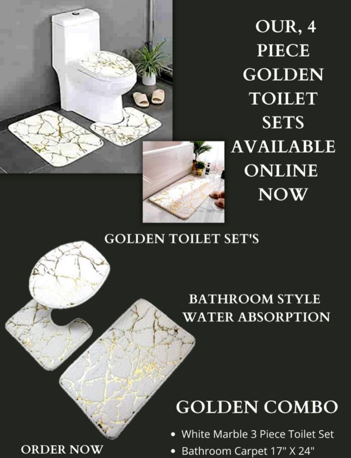 Rynx | Golden Marble Toilet Set Combo
