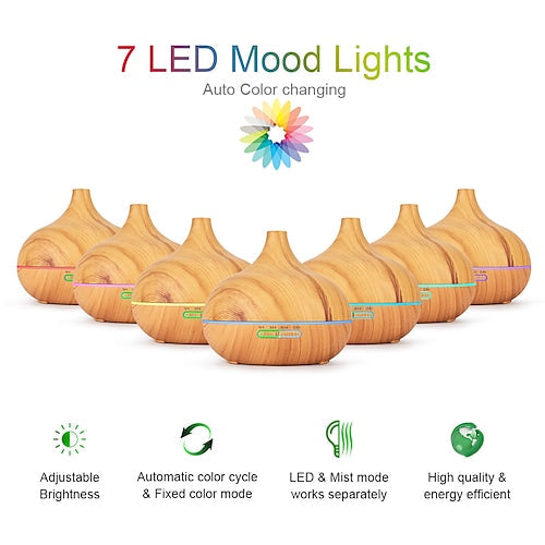 Rynx | Aromatherapy Aroma Oil Diffuser Wood Grain - Remote Control