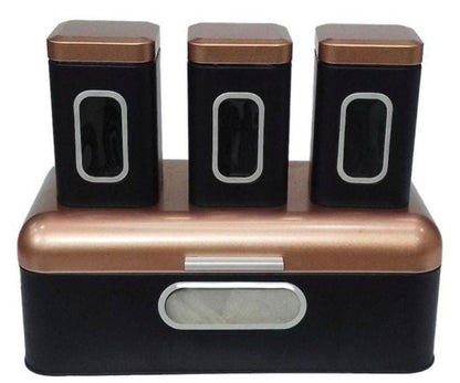 Rynx | Bread Box Steel Design with 3-piece Matching Container Set
